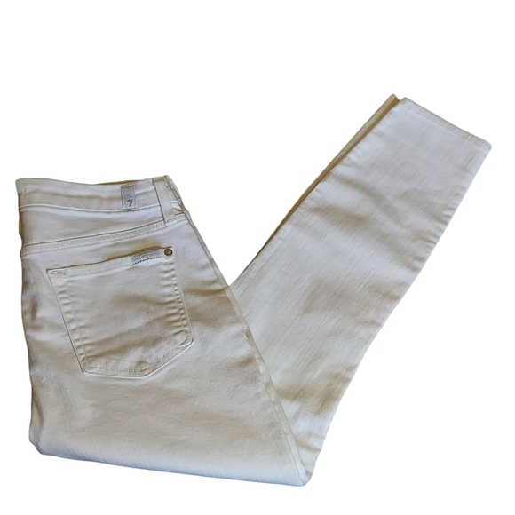 7 For All Mankind White Ankle Cropped Jeans - Picture 6 of 11